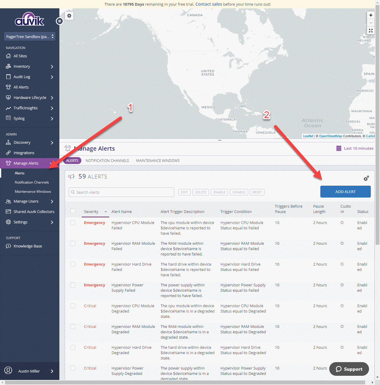Auvik alert dashboard